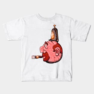 Helmet Wearing Cigar Smoker Kids T-Shirt